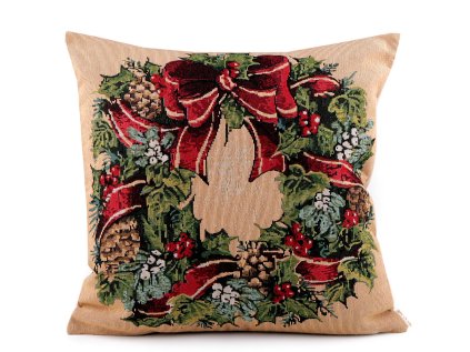Vánoční gobelínový povlak na polštář 46x46 cm (Varianta 5 červená, Balení 1 ks)