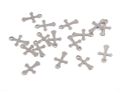 Přívěsek křížek 9x13 mm (Varianta platina, Balení 15 ks)
