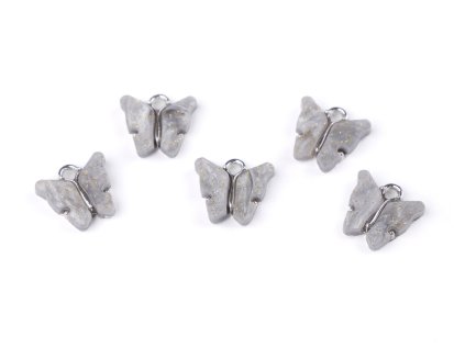 Kovový přívěsek / taháček na zip motýl perleťový 13x15 mm (Varianta 1 (12x13 mm) bílá, Balení 5 ks)