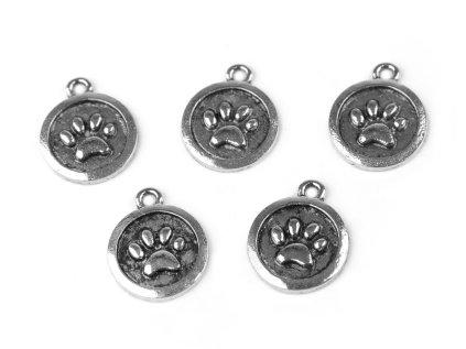 Přívěsek tlapka Ø15 mm (Varianta platina, Balení 5 ks)