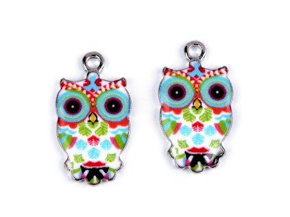 Kovový přívěsek / taháček na zip sova 13x23 mm (Varianta modrá světlá, Balení 2 ks)