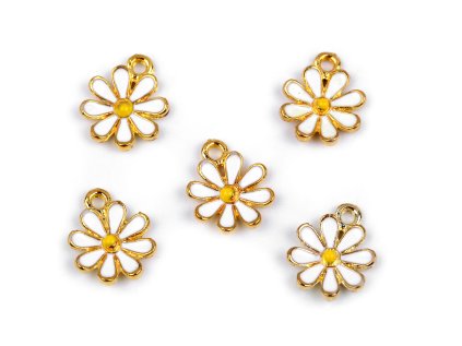 Kovový přívěsek / taháček na zip květ Ø12 mm (Varianta bílá, Balení 5 ks)