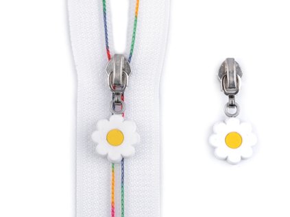 Jezdec ke spirálovým zipům No 6 květ (Varianta bílá, Balení 5 ks)