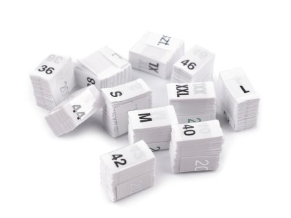 Velikostní štítky do oděvů (Varianta 38 bílá, Balení 1 svaz.)