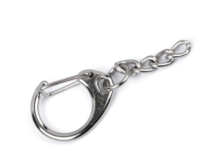 Kovová karabinka s řetízkem 18x48 mm (Varianta nikl, Balení 5 ks)