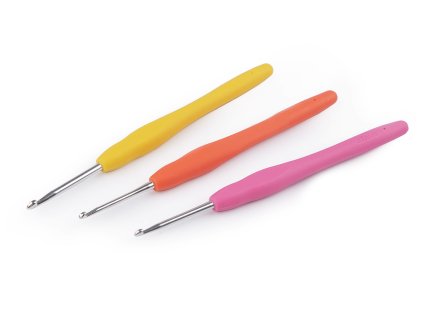Háček na háčkování se silikonovou rukojetí vel. 2; 2,5; 3; 3,5; 4; 5 (Varianta 2 (3 mm) růžová, Balení 1 ks)