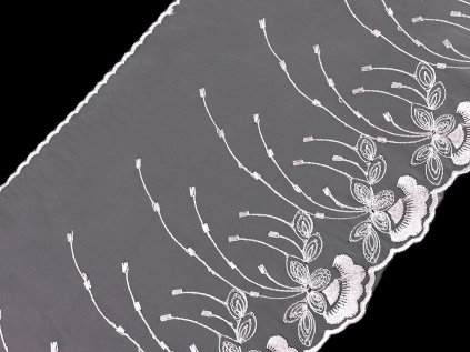 Vyšívaná krajka na monofilu šíře 20 cm (Varianta 2 šedá nejsvětlejší růžová, Balení 1 m)