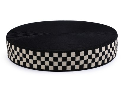 Pruženka měkká šíře 40 mm káro (Varianta 1 černá béžová, Balení 1 m)