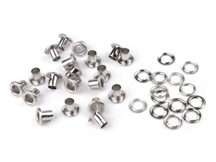 Průchodky s podložkou vnitřní Ø5 mm / vnější Ø9,5 mm (Varianta nikl, Balení 100 pár)