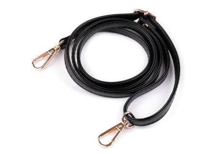 Koženkový popruh / ucho na kabelku s karabinami šíře 1 cm (Varianta 1 černá zlatá, Balení 1 ks)