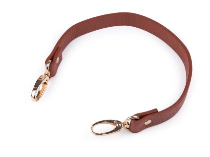Koženkové ucho s karabinami na kabelku délka 41-43 cm (Varianta 1 hnědá koňak zlatá, Balení 1 ks)