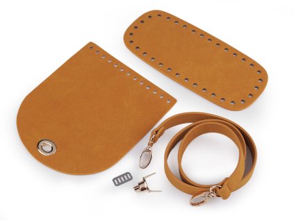 Sada na výrobu kabelky z broušené eko kůže (Varianta 1 hořčicová zlatá, Balení 1 sada)