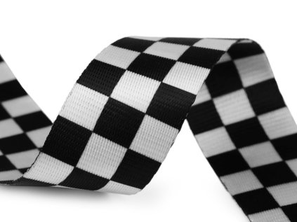 Hladký oboustranný popruh s leskem šíře 38 mm (Varianta černá bílá, Balení 1 m)