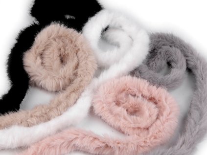 Všívací lemovka / lampas z umělé kožešiny kulatý šíře 2 cm (Varianta 1 Off White, Balení 1 m)