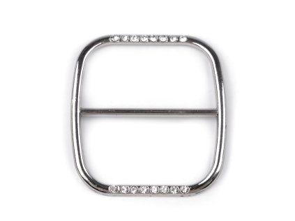 Spona / průvlek s kamínky, průvlek 40 mm (Varianta nikl, Balení 2 ks)