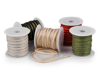 Stuha s lurexovým okrajem šíře 6 mm (Varianta 1 režná světlá stříbrná, Balení 20 m)