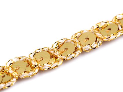 Leonský prýmek s flitry šíře 10 mm (Varianta zlatá, Balení 18 m)