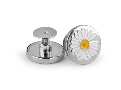 Kovový knoflík / riflový šroubovací kopretina velikost 26" (Varianta nikl bílá, Balení 5 ks)