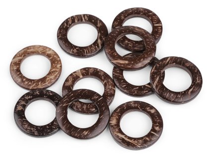 Kokosový kroužek / kolečko Ø30 mm pro háčkování tašek a macrame (Varianta přírodní stř., Balení 10 ks)