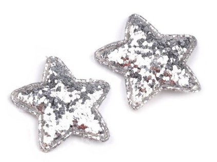 Hvězda s glitry Ø35 mm (Varianta 1 stříbrná, Balení 10 ks)