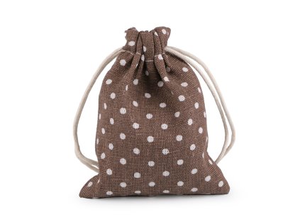 Dárkový pytlík 10x13 cm lněný s puntíky (Varianta 3 hnědá, Balení 1 ks)