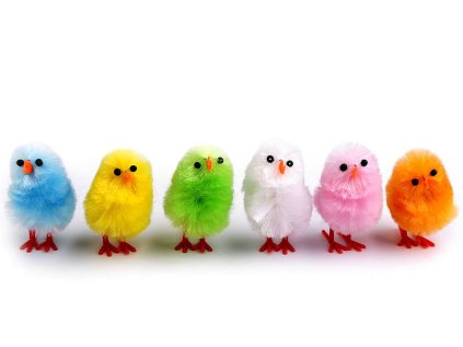 Velikonoční dekorace kuře 2,5x4 cm (Varianta mix, Balení 36 ks)