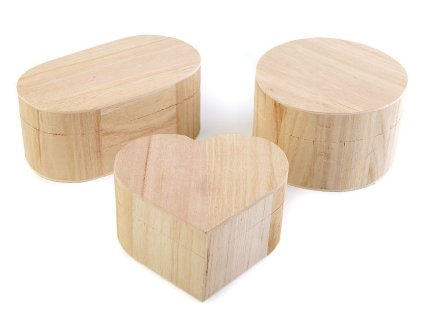 Dřevěná krabička k dozdobení (Varianta 3 přírodní srdce, Balení 1 ks)