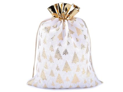 Vánoční dárkový pytlík velký 30x40 cm imitace juty (Varianta 1 bílá, Balení 1 ks)