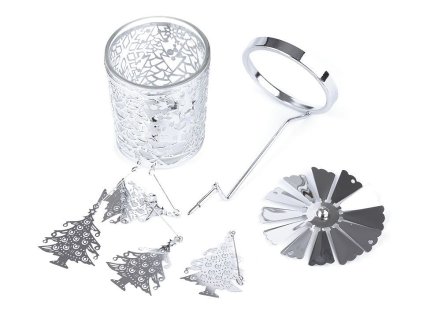 Otočný vánoční svícen / kolotoč (Varianta 3 stříbrná vločka, Balení 1 ks)