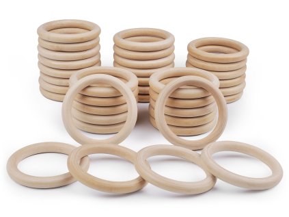 Dřevěný kruh / macrame, ucha na tašky vnější Ø11,2 cm (Varianta přírodní sv., Balení 20 ks)