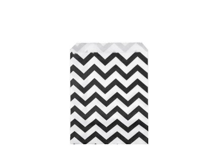 Papírový sáček chevron 10x14 cm (Varianta 1 bílo-černá chevron, Balení 100 ks)