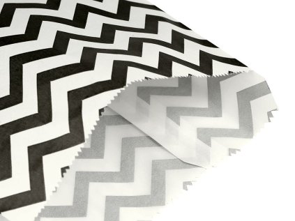 Papírový sáček chevron, puntík 13x17 cm (Varianta 1 bílo-černá chevron, Balení 100 ks)