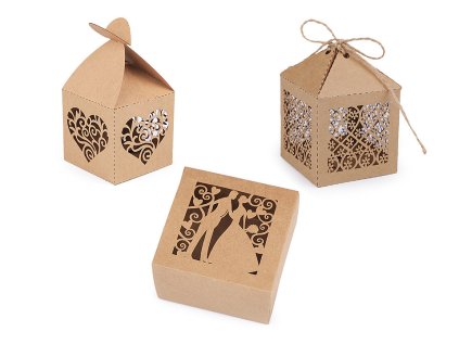 Papírová krabička (Varianta 1 natural srdce, Balení 10 ks)