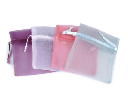 Dárkový pytlík s kovovým leskem 8x10,5 cm organza shine (Varianta 1 bílá, Balení 10 ks)