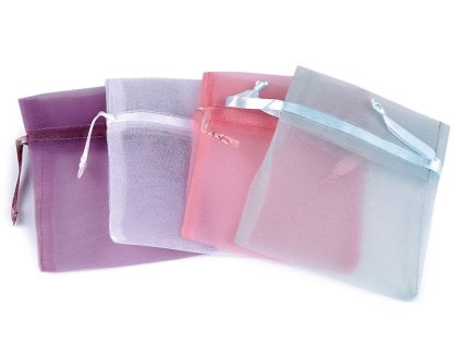 Dárkový pytlík s kovovým leskem 10x12,5 cm organza shine (Varianta 2 růžová sv., Balení 10 ks)