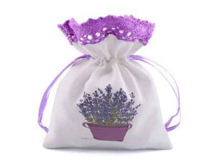 Dárkový pytlík s potiskem levandule 9x12 cm (Varianta 5 režná světlá, Balení 3 ks)