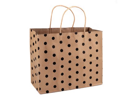 Papírová taška s puntíky 31x25 cm (Varianta 1 hnědá přírodní, Balení 5 ks)