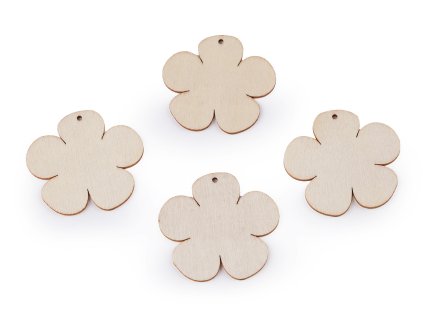 Dřevěný květ, srdce k zavěšení / domalování (Varianta 2 přírodní sv. srdce, Balení 10 ks)
