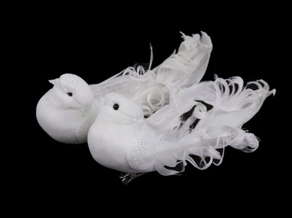 Holubice s klipem k vánočnímu aranžování (Varianta 2 bílá AB, Balení 2 ks)