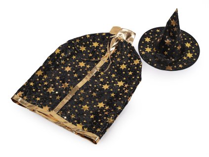 Karnevalový kostým - čarodějnický (Varianta 1 černá zlatá, Balení 1 ks)