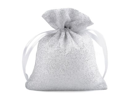 Dárkový pytlík třpytivý 10x13 cm organza (Varianta 1 stříbrná světlá, Balení 10 ks)