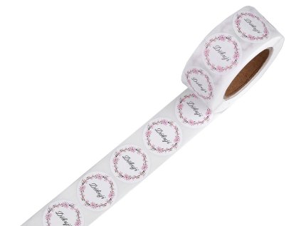 Papírové samolepky Děkuji Ø25 mm (Varianta 1 (Děkuji) bílá zelená, Balení 1 role)