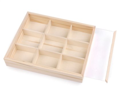 Dřevěný box / organizér s posuvným víkem (Varianta přírodní sv., Balení 1 ks)