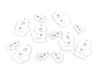 Dřevěné brusle, rukavice, koník k nalepení mix velikostí (Varianta 2 přírodní stř. rukavice, Balení 12 ks)