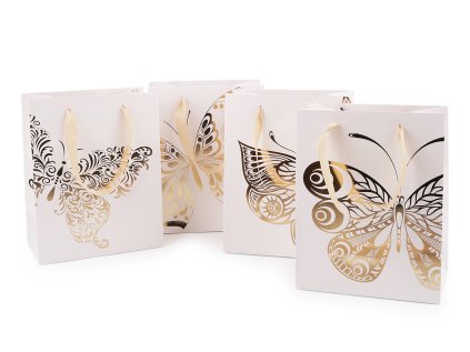 Dárková taška motýl (Varianta mix zlatá, Balení 4 ks)