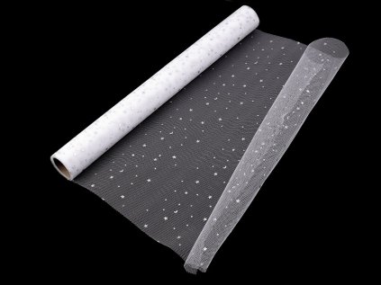 Tyl dekorační hvězdy šíře 48 cm (Varianta 1 bílá hologram, Balení 4.5 m)
