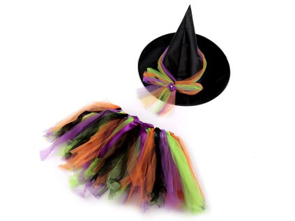 Karnevalový kostým - čarodějnice (Varianta 1 fialová oranžová, Balení 1 sada)