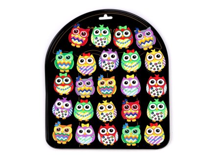 Silikonové magnetky - sova, motýl (Varianta 1 mix sova, Balení 24 ks)