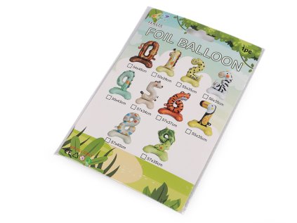 Narozeninové nafukovací číslice stojící - zvířátka (Varianta 0hnědá opice, Balení 1 ks)