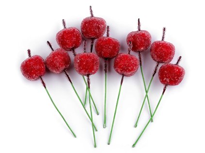 Umělá jablíčka v ledu, na drátku (Varianta červená, Balení 10 ks)